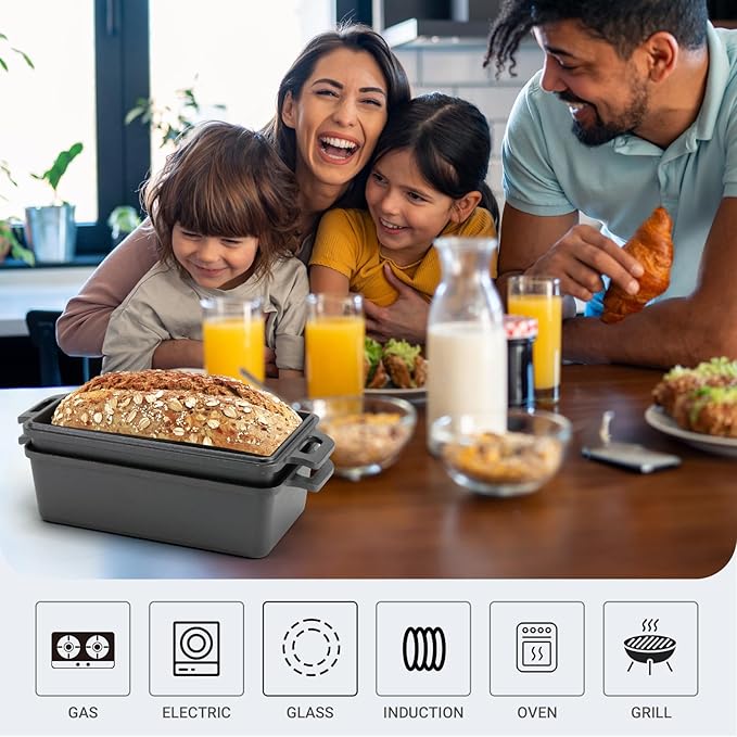 Northriver Casting 9×5 Inch Cast Iron Loaf Pan with Lid | Bread Baking Pan | Even Heat Distribution for Homemade Bread, Cake, and Meatloaf | 2 Piece Set - Image 6