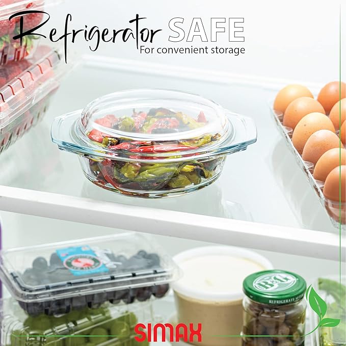 Glass Casserole Dish, Clear Glass Round Casserole Dish with Lid and Handles, 1 Quart Covered Bowl for Cooking, Baking, Serving, Microwave, Dishwasher, and Oven Safe Cookware - Image 6