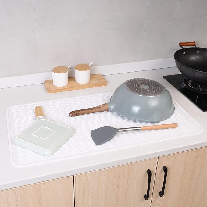 MicoYang Silicone Dish Drying Mat for Multiple Usage,Easy clean,Eco-friendly,Heat-resistant Silicone Mat for Kitchen Counter or Sink,Refrigerator or Drawer Liner White 4XL 32 inches x 18 inches - Image 8