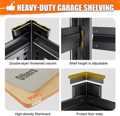 5-Tier Heavy Duty Metal Shelving Units, 71" H x 28" W x 12" D, Adjustable Steel Storage Racks for Garage, Warehouse, Industrial, and Home Organization, 1900 lbs Capacity, 4-Pack