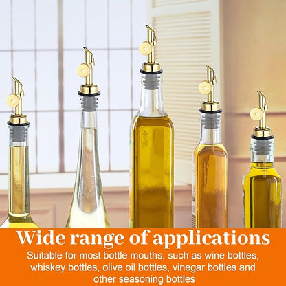 12 Pcs Weighted Stainless Steel Liquor Bottle Pourers Auto Flip Olive Oil Dispenser Spout Balsamic Alcohol Pourer Spouts for Home Bar Accessories (Gold)