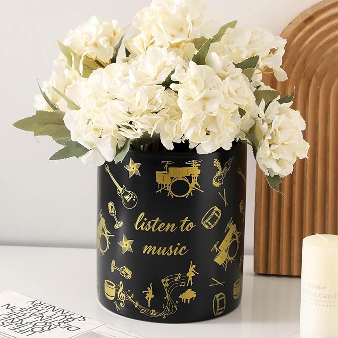 7" Music Utensil Holder, Large Kitchen Utensil Holder Organizer , Black Stable Utensil Crock Spatula Holder for Kitchen Counter Countertop Farmhouse Cooking Tools Holder（Black - Image 6
