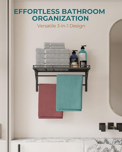 OROPY 23 Inch Wall Mounted Pot Rack Storage Shelf with 2 Tier Hanging Rails 12 S Hooks included, Ideal for Pans, Utensils, Cookware, Plant Black - Image 7