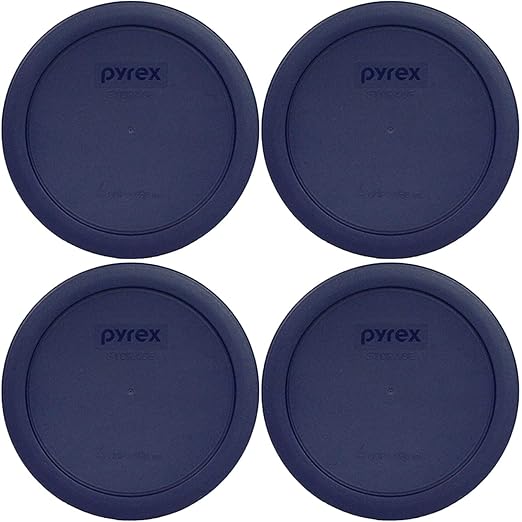 Pyrex 7201-PC 4 Cup Blue Food Storage Replacement Lid (4-Pack) - Made in USA by Pyrex