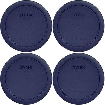 Pyrex 7201-PC 4 Cup Blue Food Storage Replacement Lid (4-Pack) - Made in USA by Pyrex