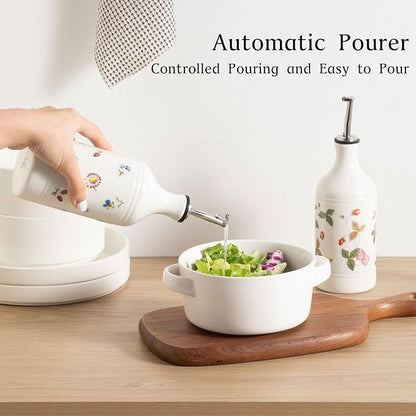 Sweejar Ceramic Olive Oil Dispenser Bottle for Kitchen, 15.5 Oz Relief Opaque Oil and Vinegar Dispenser Bottle with Spout, Suitable for Soy Sauce, Coffee Syrup, Liquids (Strawberry) - Image 4