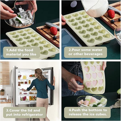 Heart Shape Ice Cube Tray, 21 Holes Silicone Ice Cube Mold with Removable Lid Flexible for Whiskey Cocktail Chocolate - Image 4