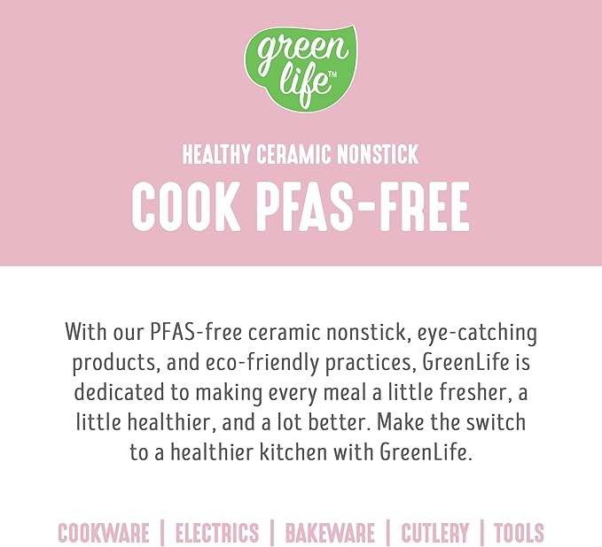 GreenLife 2.5QT Nonstick Saucepan with Glass Lid, Soft Grip, PFAS-Free Ceramic, Multipurpose Chef Pan, Milk & Sauce Cooking Pot, Dishwasher & Oven Safe to 350˚F, Stay-Cool Handle, Pink - Image 8