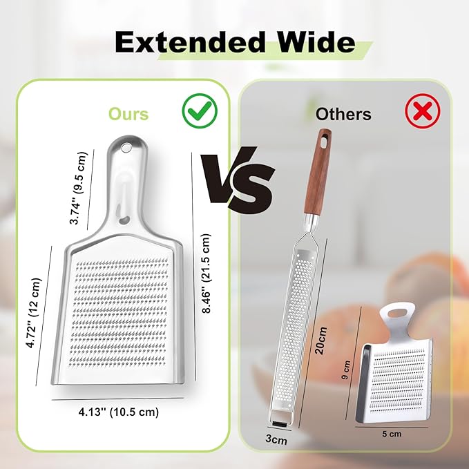 Ginger Grater Tool, Stainless Steel Grater Rustproof 8.46"x4.16" Large Size Ginger Grinder for Fine Grate, Dishwasher Safe Kitchen Tool for Garlic Cheese, Nutmeg, Vegetables & Citrus Zesting - Image 2