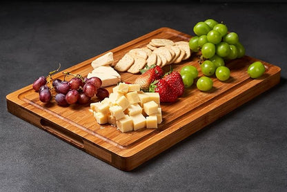 Allsum Bamboo Cutting Boards for Kitchen, 1" Extra Thick Wood Butcher Block, Heavy Duty Wooden Chopping Block, Charcuterie Boards & Cheese Platter - Image 6