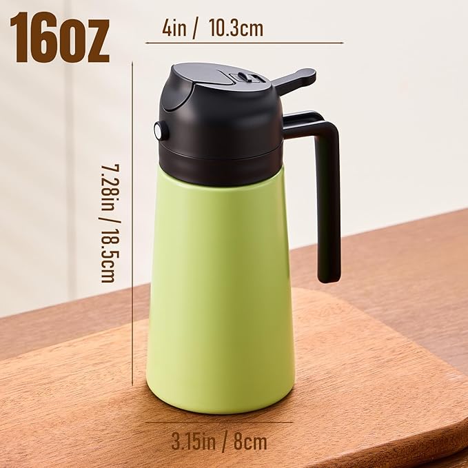 PARACITY 2 in 1 Oil Dipenser Bottle, Stainless Steel (Green-Black) - Image 7