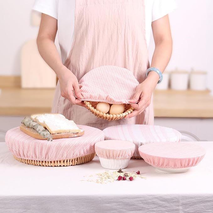 Reusable Bowl Covers, 5 Size Stretch Cloth Bowl Covers for Bread Proofing, cloth Fabric bowl Cover for Food Fruits Leftover (K)