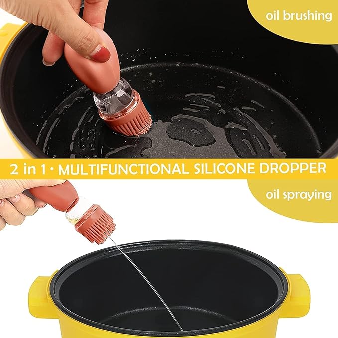 Oil Dispenser with Brush-2Pack 7oz/200ML 2 IN 1 Glass Cooking Oil Dispenser Bottle with Silicone Basting Brush for Kitchen, Oil Storage and Container for Cooking BBQ, Vinegar, Sauce, Air Fryer - Green