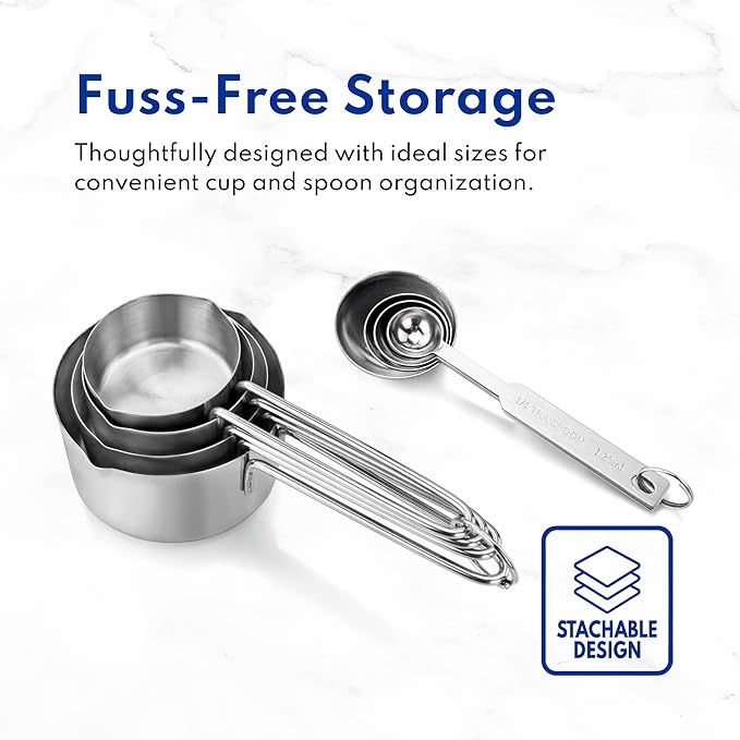 New Star Foodservice 42917 Stainless Steel 8-Piece Measuring Cups and Spoons Combo Set - Image 6
