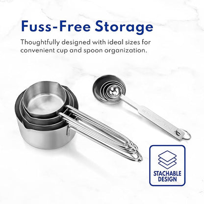 New Star Foodservice 42917 Stainless Steel 8-Piece Measuring Cups and Spoons Combo Set - Image 6