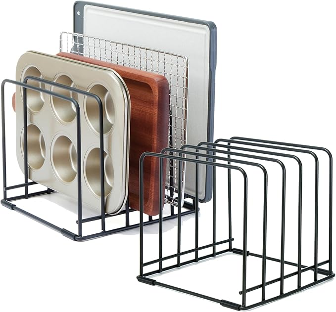 2-Pack 5-Tier Cutting Board Holder, Kitchen Cabinet Organizer Holder, Space-Saving Kitchen Storage for Cutting Boards, Bakeware, Trays,Thin Pans and Cookbooks, Baking Sheets Organizer by Unknown