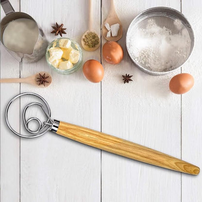 Danish Dough Whisk, Sourdough Tools For Bread Mixer, Dutch Style Bread Whisk For Sourdough Cooking Kitchen with Stainless Steel Danish Sourdough Whisks Bread Mixer 13" and Dough Scraper - Image 6