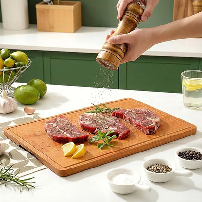 Zarler Bamboo Cutting Boards for Kitchen, 3 Piece Durable Wood Cutting Board with Juice Grooves and Handles, Wooden Chopping Board Set for Meal Prep, 500℉ Carbonized Bamboo, Ideal Kitchen Gift - Image 8