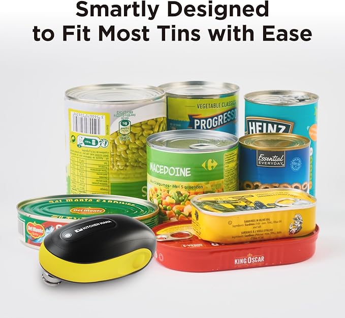 Kitchen Mama One-To-Go Electric Can Opener: One Touch, Auto Stop, Smooth Edge, Lid Lift, Safety, Automatic, Magnetic, Cordless, Battery Operated, Kitchen Appliance for Senior with Arthritis (Yellow) - Image 6