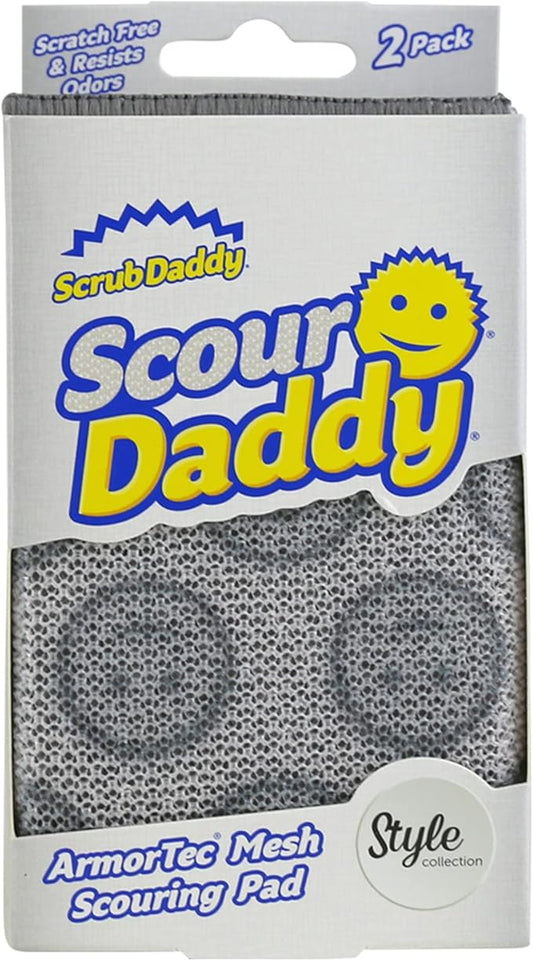 Scrub Daddy Scour Daddy Style, Scourers Non Scratch Scrubbing Sponge, Scouring Pads, Kitchen Sponges for Dishes, Dishwashing Pan Scrubber, Cleaning Supplies, Dish Sponges for Washing up, Pack of 2 by ScrubDaddy