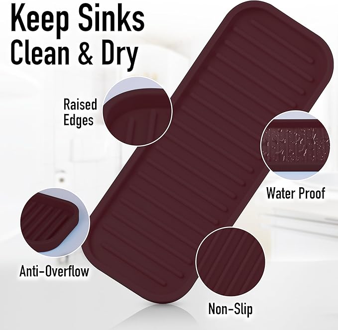 Zulay Kitchen (9x3.5) Silicone Sponge Holder for Kitchen Sink - Flexible Multipurpose Soap Tray - Sink Organizer for Kitchen, Bathroom, Makeup, Trinkets & More (Dark Mahogany) - Image 4