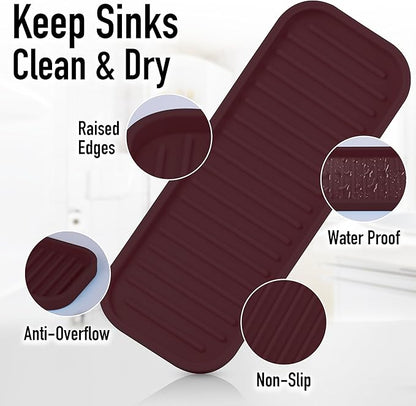 Zulay Kitchen (9x3.5) Silicone Sponge Holder for Kitchen Sink - Flexible Multipurpose Soap Tray - Sink Organizer for Kitchen, Bathroom, Makeup, Trinkets & More (Dark Mahogany) - Image 4