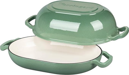 VORRINGARD Enameled Cast Iron Sourdough Bread Oven, Dutch Oven, Loaf Cast Iron Bread Pan for Homemade Bread Baking, Meatloaf Pan with Lid, 7QT, Sage Green - Image 5
