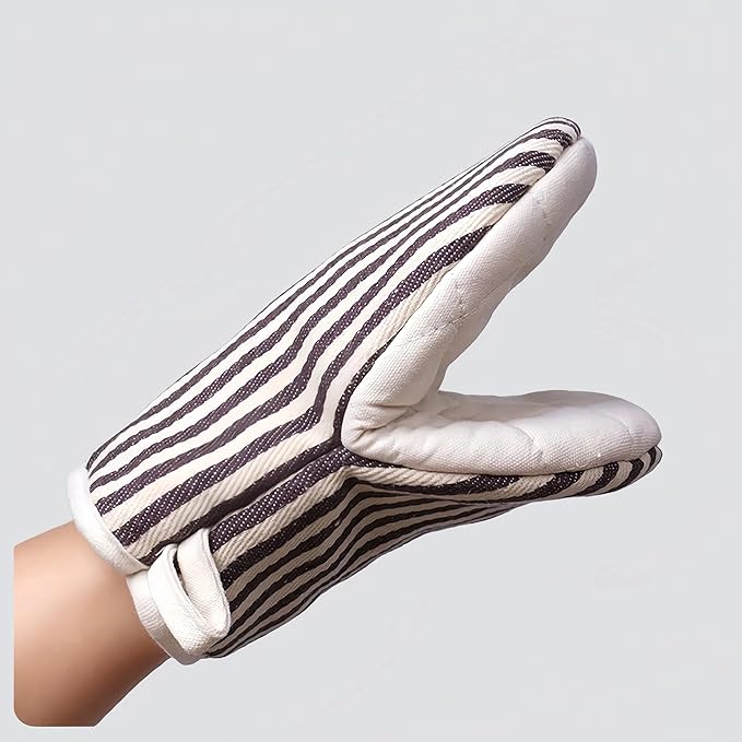 1 Pair Mini Oven Mitts,High Heat Resistant Oven Gloves,Kitchen Short Oven Mit with Hanging Loop for BBQ, Baking, Cooking and Grilling, (Khaki) - Image 6