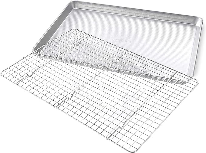 USA Pan 1607CR Bakeware Extra Large Sheet Baking Pan and Bakeable Nonstick Cooling Rack Set, XL, Metal - Image 3