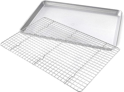 USA Pan 1607CR Bakeware Extra Large Sheet Baking Pan and Bakeable Nonstick Cooling Rack Set, XL, Metal - Image 3