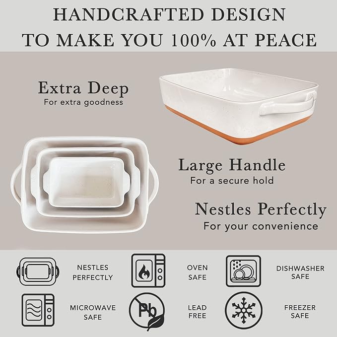 Mora 7x11in & Loaf Baking Dishes - Porcelain Casserole & Bakeware, Oven-to-Table, Freezer Safe - Set of 2, White - Image 4