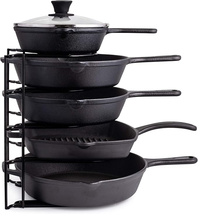 Cuisinel Heavy Duty Pots and Pans Organizer Rack - 12.2"-Inch Tall - 5 Tier Rack - Holds 50 LB - Cast Iron Skillets, Griddles, Shallow Cookware - Space Saving Kitchen Storage - No Assembly Required by Cuisinel