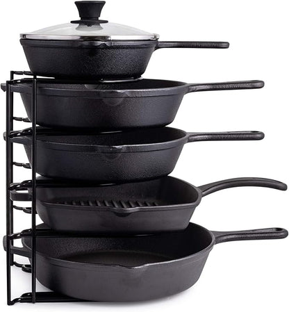Cuisinel Heavy Duty Pots and Pans Organizer Rack - 12.2"-Inch Tall - 5 Tier Rack - Holds 50 LB - Cast Iron Skillets, Griddles, Shallow Cookware - Space Saving Kitchen Storage - No Assembly Required by Cuisinel