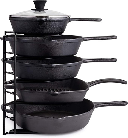 Cuisinel Heavy Duty Pots and Pans Organizer Rack - 12.2"-Inch Tall - 5 Tier Rack - Holds 50 LB - Cast Iron Skillets, Griddles, Shallow Cookware - Space Saving Kitchen Storage - No Assembly Required by Cuisinel