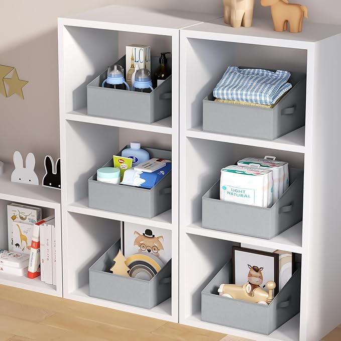 DIMJ Closet Storage Bins 10 Pack - Fabric Storage Baskets for Shelves, Collapsible Clothes Organizer with Handles, Trapezoid Shelf Organization Storage Cubes for Purse, Toys, Books, Towel, Clothes - Image 7