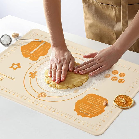 DANIA & DEAN Silicone Baking Mat - Upgrade 26x16 Inch Extra Thick Pastry Mat with Measurements, Non-Slip and Reusable, Kneading Dough Mat for Kitchen Counter, Bread, Cookies, Pizza, Fondant, Pasta by DANIADEAN