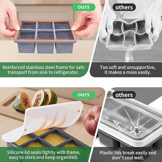 Large Ice Cube Tray for Whiskey: FDDBI Big Square Ice Cube Maker for Cocktail - 3Pack Silicone Old Fashioned Ice Cube Trays - 2inch Huge Cubed Ice Trays for Whisky - Image 5