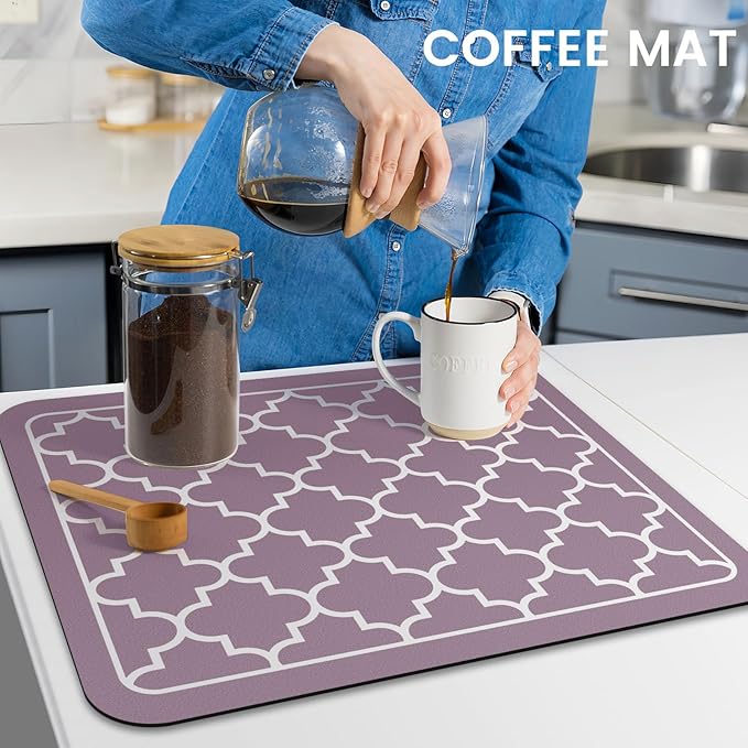WISELIFE Dish Drying Mat Super Absorbent Drying Mat Large Dish Drying Mats for Kitchen Counter Easy Clean Dish Mat Kitchen Drying Mat15"x 18" Stylish Purple - Image 7