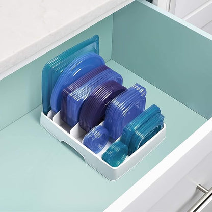 YouCopia StoraLid Food Container Lid Organizer for Kitchen Cabinet Storage with 5 Adjustable Dividers, 10.5''D × 13.4''W × 3.3''H, Large Classic Edition, White - Image 5