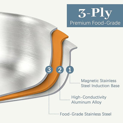 Stainless Steel Cookware Set - 10.26-Inch 3-Ply Heavy Duty Kitchen Set, Detachable Handle, Induction Compatible, Oven and Dishwasher Safe for All Cooktops - Image 3