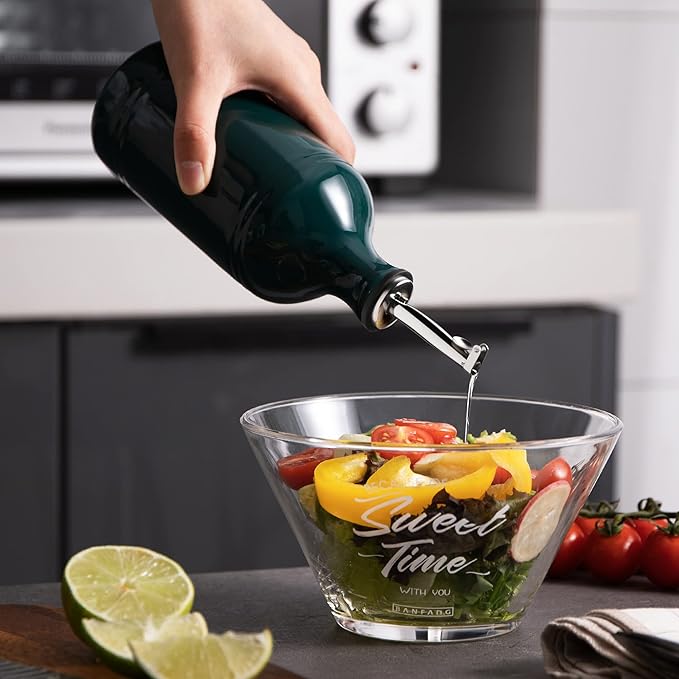 Sweejar Ceramic Olive Oil Dispenser Bottle, Opaque Oil Cruet Protects to Reduce Oxidation, Suitable for Storage Vinegar, Coffee Syrups & Other Liquids, Pack of 1, 15.5 Fl Oz(Jade) - Image 4