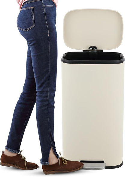happimess HPM1006F Connor Rectangular 13-Gallon Trash Can with Soft-Close Lid and Free Mini Trash Can, Fingerprint Resistant, Modern, Minimalistic for Home, Kitchen, Office, Bathroom, Limestone Beige - Image 6