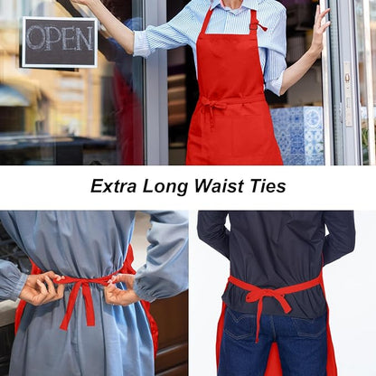 15 Pcs Adult Aprons Bulk with Pockets Adjustable Bib Chef Apron for Women Men Painting Cooking Crafting (S/L) - Image 4
