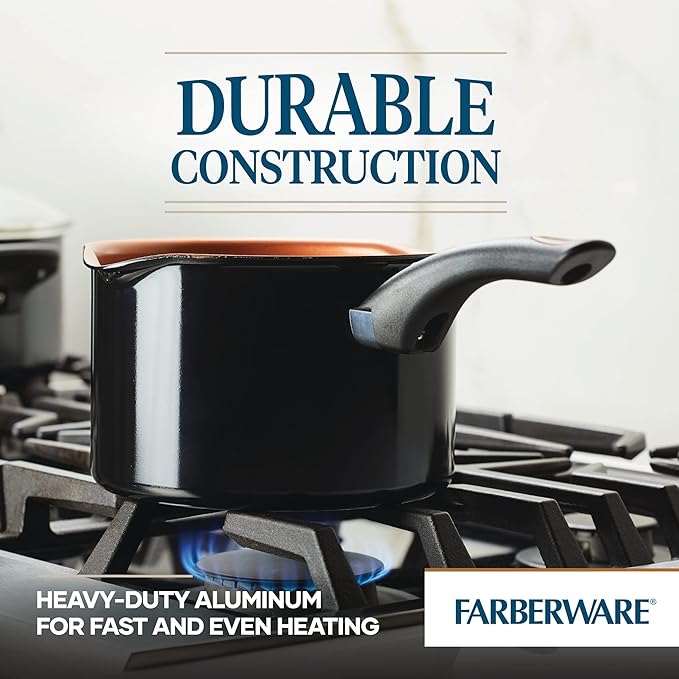 Farberware Glide Nonstick Sauce Pan/Saucepan with Straining and Lid, 3 Quart, (Black) - Image 3