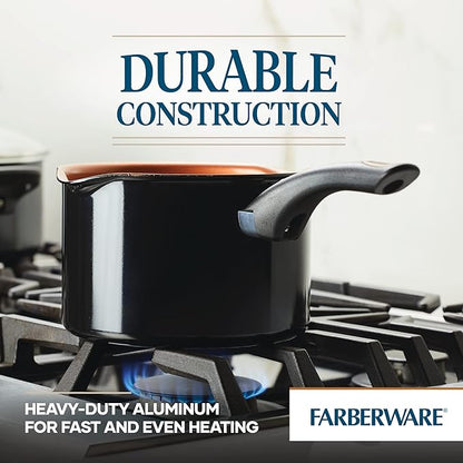 Farberware Glide Nonstick Sauce Pan/Saucepan with Straining and Lid, 3 Quart, (Black) - Image 3