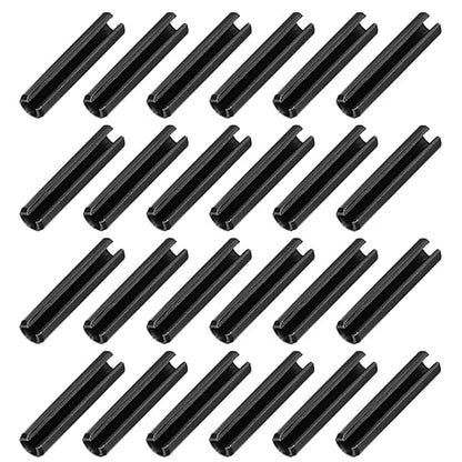 MECCANIXITY 25Pcs Slotted Split Roll Pins 2/5 Inch(10mm) Dia. 1-4/5 Inch(45mm) Length 65Mn Steel Spring Tension Expansion Dowels for Secure Fastening, Black