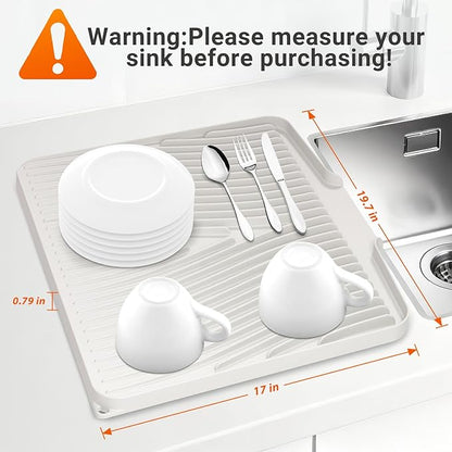 Silicone Dish Drying Mat for Kitchen Counter, Dish Drying Pad, Non-Slip Drain Pad with Built-in Drain, Heat Resistant Stone Drying Mat - Image 2