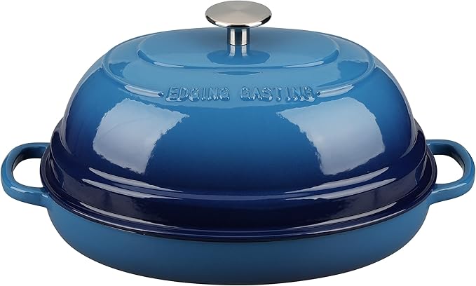 EDGING CASTING Enameled Oval Cast Iron Dutch Oven Pot with Lid, Bread Dutch Oven for Sourdough Bread Baking, Dutch Oven Bread, Bread Oven, 6QT, Lake Blue - Image 6
