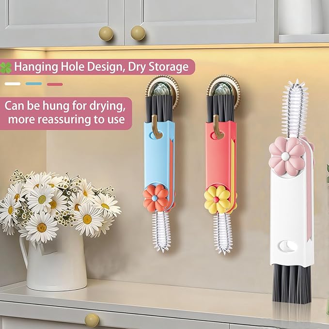 Cup Lid Gap Cleaning Brush, 3 in 1 Cup Lid Brush, Multifunctional Water Bottle Cleaning Brush, Home Kitchen Crevice Brush Tools for Tiny Cup Lid Detail, Bottle Tight Spaces Cup(3 PCS)