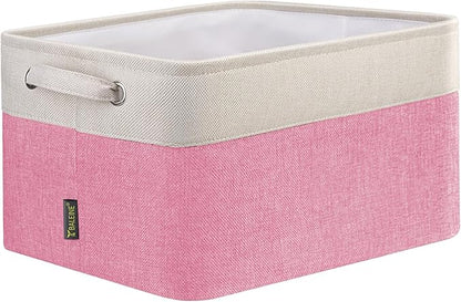 BALEINE 1 Pack Fabric Closet Storage Bins for Shelves, Linen Closet Organizers and Storage, Decorative Baskets for Organizing, Shelf, Clothes, Home, Office (Pink, 12"x8"x8")